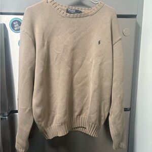 Ralph Lauren Men's Beige Crewneck Sweater Heavy Cotton